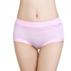 Women Breathable Solid Color Medium Waist Briefs No Trace Triangle Underpants  Light pink Free szie