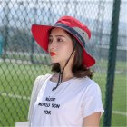 Women Breathable  Wide Brim Sun Hat   Breathable Mesh  Sunscrenn Hat Folding Mountaineering Hat red