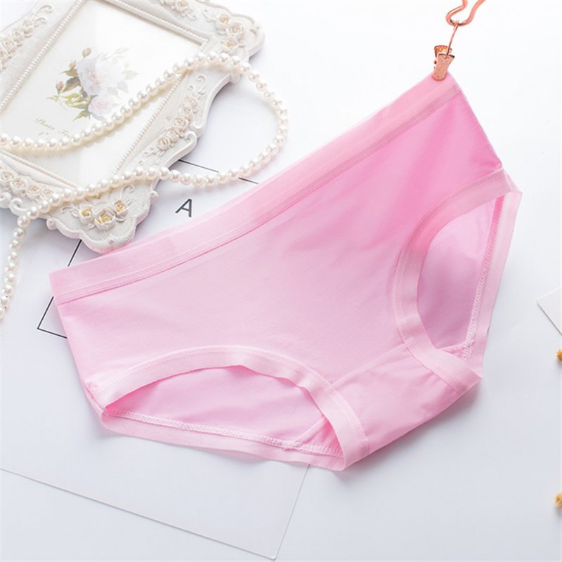 Women Briefs Lace Seamless Low Waist Sexy Underwear Solid Color Underpants Panties Pink_One size