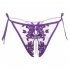 Women  Briefs Sexy Lace Embroidered Panties Ultra thin Lace up Open Crotch Thong Purple One size