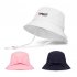 Women Bucket Cap With Detachable Bow Accessory Adjustable Windproof Rope Sweatband Design Fisherman Hats MZ051 Navy blue default item