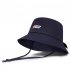 Women Bucket Cap With Detachable Bow Accessory Adjustable Windproof Rope Sweatband Design Fisherman Hats MZ051 Navy blue default item