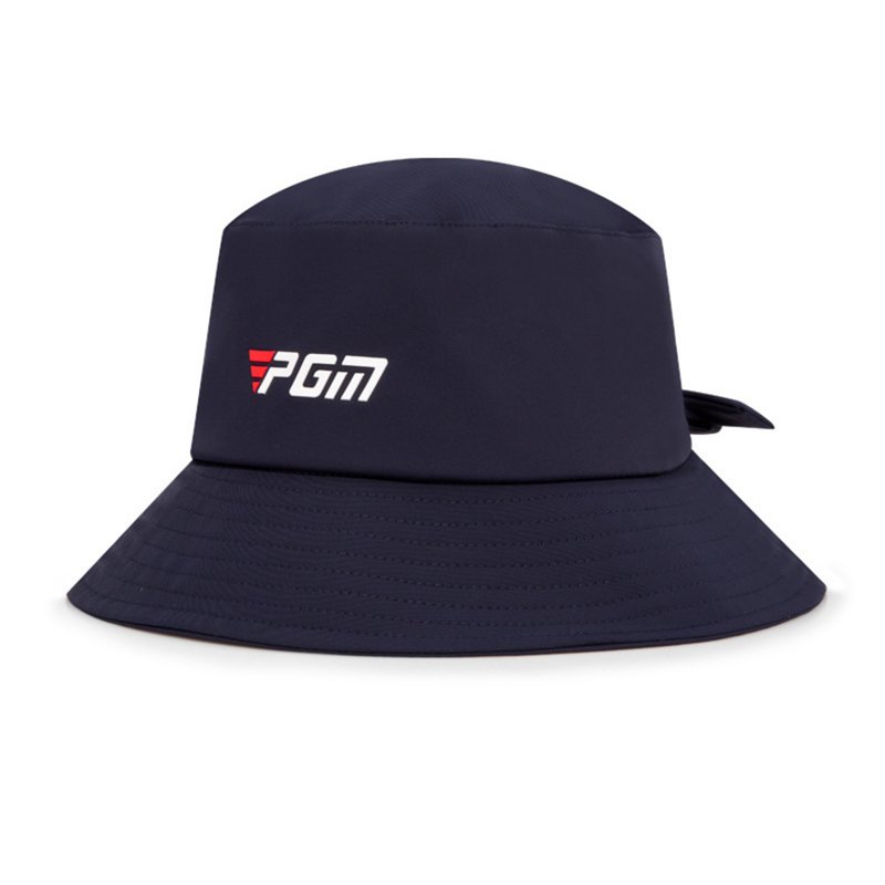 Women Bucket Cap With Detachable Bow Accessory Adjustable Windproof Rope Sweatband Design Fisherman Hats MZ051-Navy blue default item