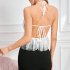 Women Camisole Halter Neck Short Tank Top For Holiday Beach Street Shows Outdoor Party Music Festival Dailywear 4014 white XL