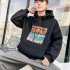 Women Cartoon Letters Printed Loose Long Sleeved Casual Hoodie for Campus Dating white L