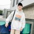 Women Cartoon Letters Printed Loose Long Sleeved Casual Hoodie for Campus Dating blue M