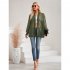 Women Casual Long Sleeve Cardigan Tops Elegant Jacquard Simple Solid Color Blouse Loose Casual Shirts Army Green L