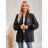 Women Casual Long Sleeve Cardigan Tops Elegant Jacquard Simple Solid Color Blouse Loose Casual Shirts black S