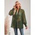 Women Casual Long Sleeve Cardigan Tops Elegant Jacquard Simple Solid Color Blouse Loose Casual Shirts black S