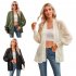 Women Casual Long Sleeve Cardigan Tops Elegant Jacquard Simple Solid Color Blouse Loose Casual Shirts black S