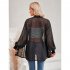 Women Casual Long Sleeve Cardigan Tops Elegant Jacquard Simple Solid Color Blouse Loose Casual Shirts black S