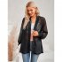 Women Casual Long Sleeve Cardigan Tops Elegant Jacquard Simple Solid Color Blouse Loose Casual Shirts black S