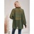 Women Casual Long Sleeve Cardigan Tops Elegant Jacquard Simple Solid Color Blouse Loose Casual Shirts black S