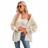 Women Casual Long Sleeve Cardigan Tops Elegant Jacquard Simple Solid Color Blouse Loose Casual Shirts black S
