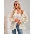 Women Casual Long Sleeve Cardigan Tops Elegant Jacquard Simple Solid Color Blouse Loose Casual Shirts black S