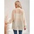 Women Casual Long Sleeve Cardigan Tops Elegant Jacquard Simple Solid Color Blouse Loose Casual Shirts black S