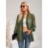 Women Casual Long Sleeve Cardigan Tops Elegant Jacquard Simple Solid Color Blouse Loose Casual Shirts black S