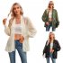 Women Casual Long Sleeve Cardigan Tops Elegant Jacquard Simple Solid Color Blouse Loose Casual Shirts black S