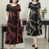 Women Casual Long Style Short Sleeve Printing Dress for Summer Wear red 3XL