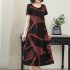 Women Casual Long Style Short Sleeve Printing Dress for Summer Wear red 4XL