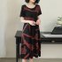 Women Casual Long Style Short Sleeve Printing Dress for Summer Wear gray XL