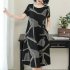 Women Casual Long Style Short Sleeve Printing Dress for Summer Wear gray 4XL