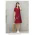 Women Casual Loose Flower Printing Short Sleeve Dress Pink L