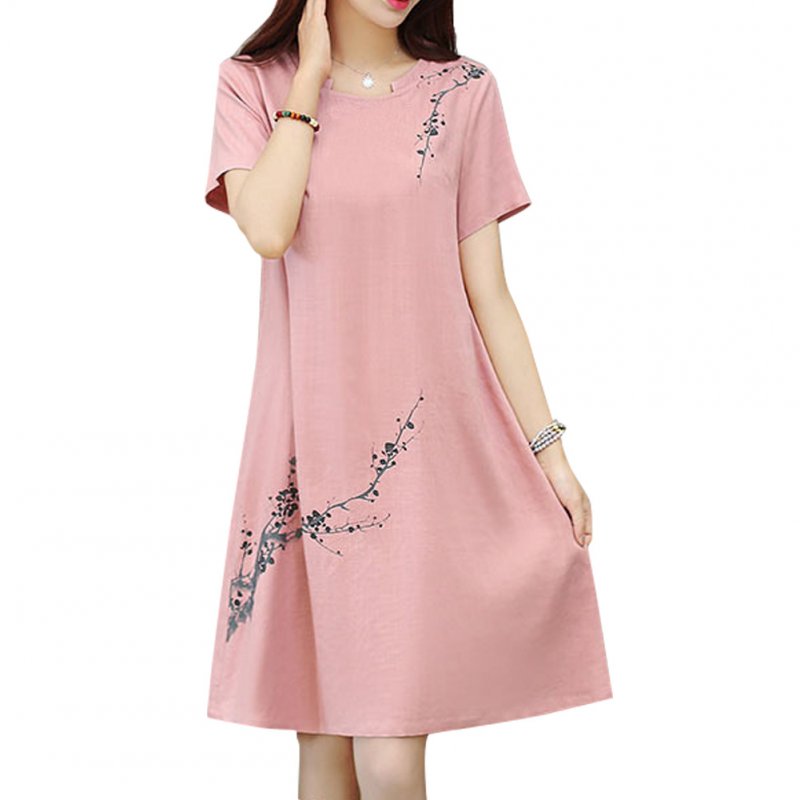 Women Casual Loose Flower Printing Dress