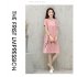 Women Casual Loose Flower Printing Short Sleeve Dress Pink XXL