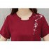 Women Casual Loose Flower Printing Short Sleeve Dress red XL