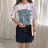 Women Casual Loose Letter Printing Short Sleeve T Shirt