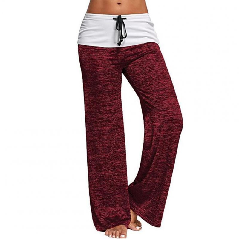 Women Casual Loose Pants Wide Trouser Legs for Yoga Sports  red_S