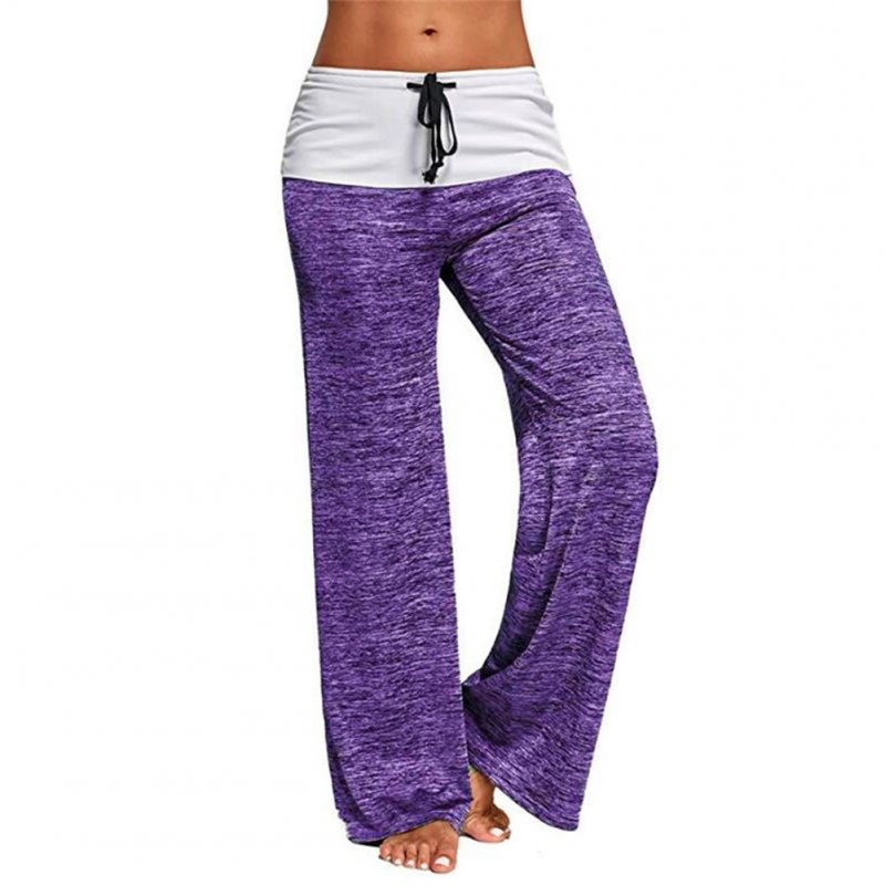 Women Casual Loose Pants Wide Trouser Legs for Yoga Sports  purple_L