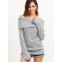 Women Casual Off shoulder Sweater Fashionable Knitted Long Sleeve Pullover Top