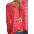 Women Casual Shirt V Neck Letters Print Long Sleeve Fashionable Pullover Top red XL