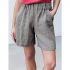 Women Casual Shorts Summer Fashion High Waist Cotton Blended Pants Solid Color Large Size Loose Shorts grey 5XL