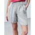 Women Casual Shorts Summer Fashion High Waist Cotton Blended Pants Solid Color Large Size Loose Shorts blue XL
