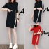 Women Casual Summer Half length Sleeves Casual Asymmetric Long Dress black XL