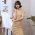 Women Cheongsam Dress Comfortable Breathable Traditional Chinese Style Plaid Printed Qipao Dress Costumes 0017 yellow XXXL