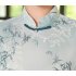 Women Cheongsam Dress Short Sleeves Traditional Chinese Style Embroidered Chiffon Long Skirt Elegant Stand Collar Dress CQ3 4 light yellow L