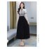 Women Cheongsam Dress Summer Short Sleeves Stand Collar A line Skirt High Waist Large Swing Dress p01 blue L