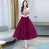Women Cheongsam Dress Summer Short Sleeves Stand Collar A line Skirt High Waist Large Swing Dress p01 blue L