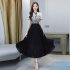 Women Cheongsam Dress Summer Short Sleeves Stand Collar A line Skirt High Waist Large Swing Dress p01 blue 2XL