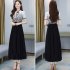 Women Cheongsam Dress Summer Short Sleeves Stand Collar A line Skirt High Waist Large Swing Dress p01 blue 2XL