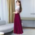 Women Cheongsam Dress Summer Short Sleeves Stand Collar A line Skirt High Waist Large Swing Dress p01 blue 2XL