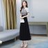 Women Cheongsam Dress Summer Short Sleeves Stand Collar A line Skirt High Waist Large Swing Dress p01 blue 4XL