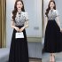 Women Cheongsam Dress Summer Short Sleeves Stand Collar A line Skirt High Waist Large Swing Dress p01 blue 4XL