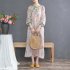 Women Cheongsam Split Dress 3 4 Sleeve Literary Retro Style Loose Chinese Qipao Dress Evening Party Formal Wear Photo Color L
