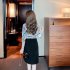 Women Chiffon Shirt Fashion Elegant Geometric Printing Slim Fit Tops Casual V Neck Pullover Blouse As shown M