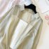 Women Chiffon Shirt Summer Long Sleeves Lapel Cardigan Tops Solid Color Sunscreen Air conditioning Blouse White XL